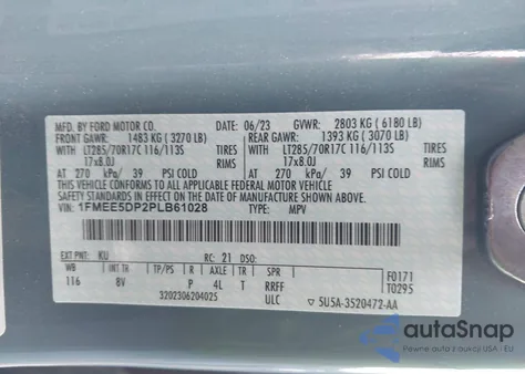 2023 Ford Bronco Badlands from USA, damaged, VIN 1FMEE5DP2PLB61028